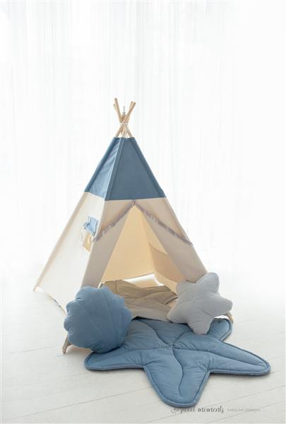 Grote foto blauwe tipi speeltent blue sea met of zonder velvet schelpmat tipi tent kinderen en baby overige
