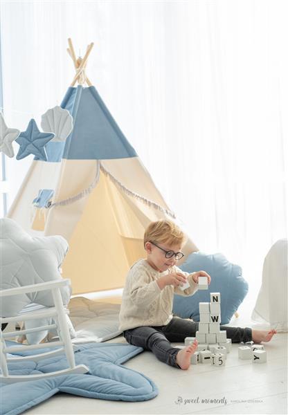 Grote foto blauwe tipi speeltent blue sea met of zonder velvet schelpmat tipi tent kinderen en baby overige