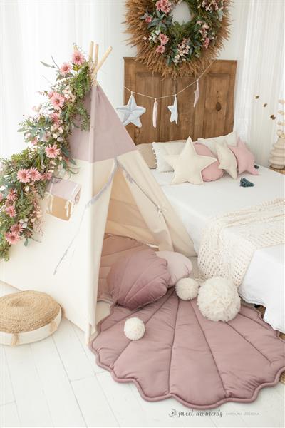 Grote foto roze tipi speeltent pink mermaid met of zonder velvet schelpmat tipi tent kinderen en baby overige