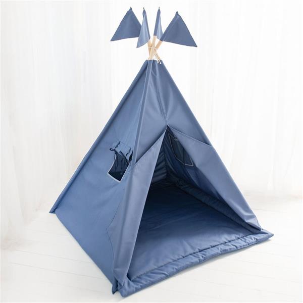 Grote foto outdoor tipi speeltent navy blauw voor binnen en buiten outdoor tipi speltent mat vlaggen kinderen en baby overige