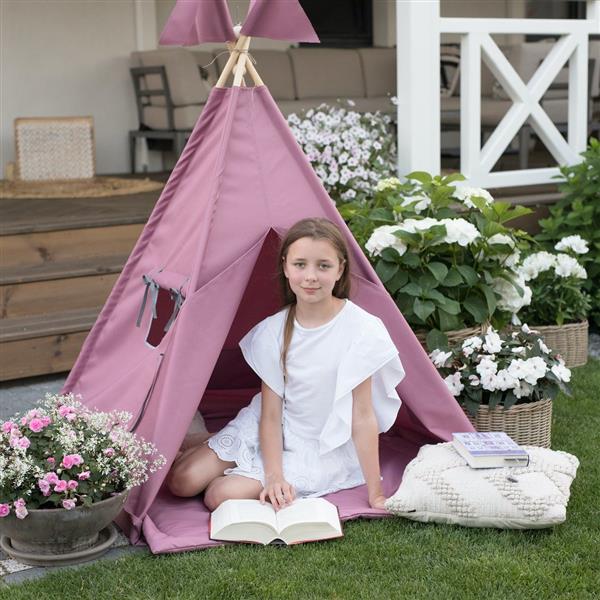Grote foto outdoor tipi speeltent dark pink voor binnen en buiten outdoor tipi tent mat vlaggen kinderen en baby overige