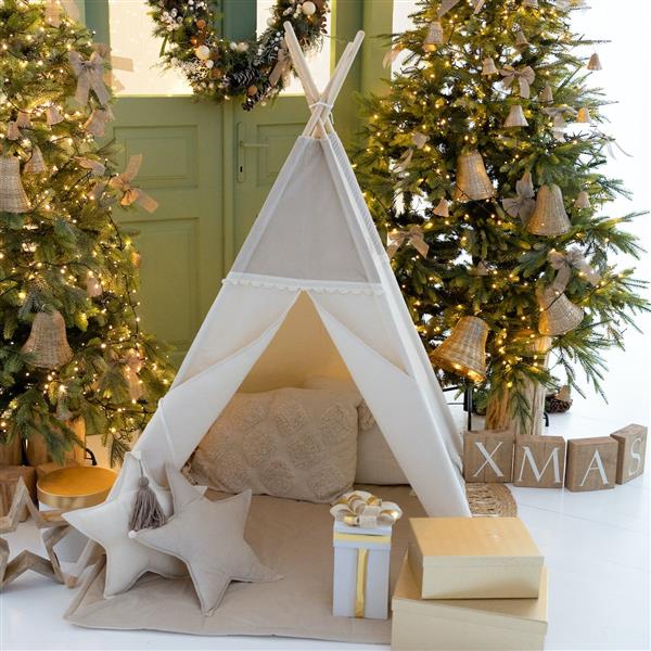 Grote foto tipi tent beige velvet katoen met kanten afwerking tipi tent kinderen en baby overige