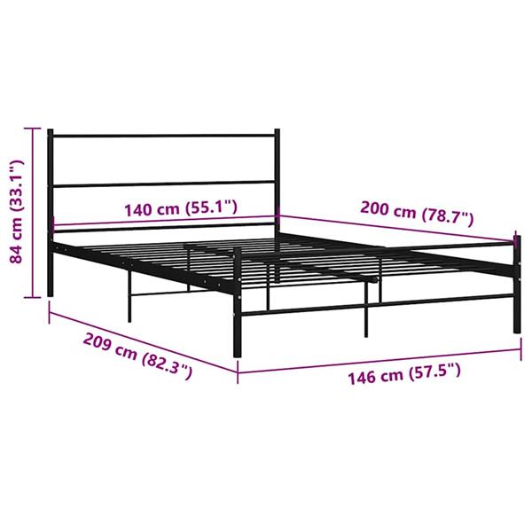 Grote foto vidaxl bedframe met hoofdeinde zonder matras 140x200 cm metaal zwart antiek en kunst stoelen en banken
