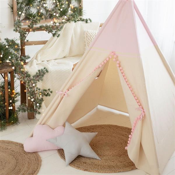 Grote foto tipi tent roze met pompons tipi tent kinderen en baby overige