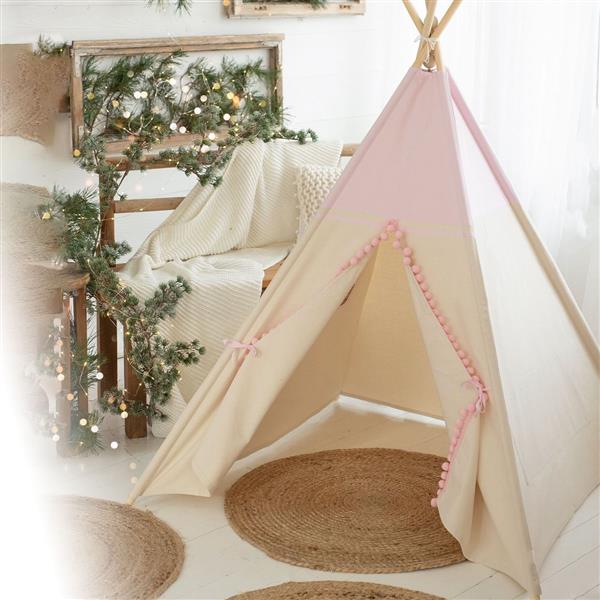 Grote foto tipi tent roze met pompons tipi tent kinderen en baby overige