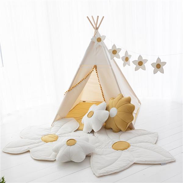 Grote foto set tipi tent daisy cr me met pompons en bloemen accessoires tipi tent mat daisy kussen daisy kinderen en baby overige
