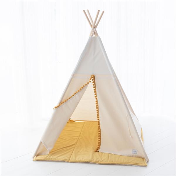 Grote foto boho tipi tent cozy white velvet cr me met pompons met of zonder velvet speelmat tipi tent m kinderen en baby overige