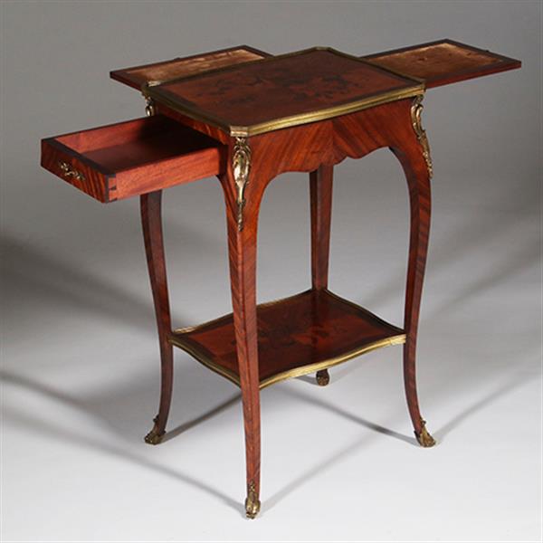 Grote foto bijzettafel verguld brons en inlegwerk alexander chevrie gemerkt no.322165 antiek en kunst stoelen en banken