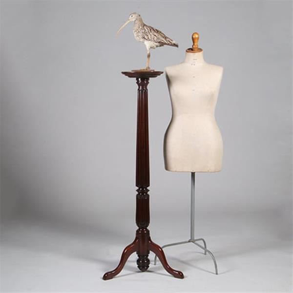 Grote foto zeer hoge elegante piedestal met verdiept blad in donker notenhout no.332430 antiek en kunst stoelen en banken