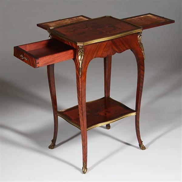 Grote foto bijzettafel verguld brons en inlegwerk alexander chevrie gemerkt no.322165 antiek en kunst stoelen en banken