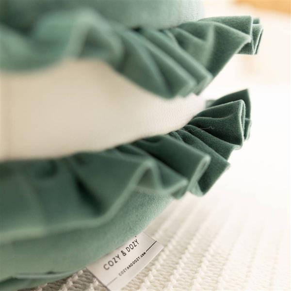 Grote foto velvet poef kussen macaron groen zacht zitkussen in de vorm van een koekje groen 50x30cm kinderen en baby complete kinderkamers