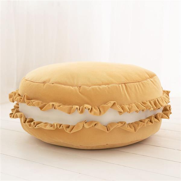 Grote foto velvet poef kussen honing macaron zacht zitkussen in de vorm van een koekje honing 50x30cm kinderen en baby complete kinderkamers
