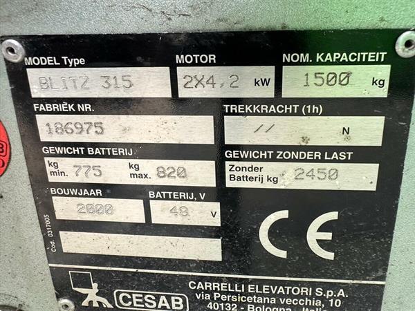 Grote foto vs 22430 elektrische triplex heftruck cesab 4500mm sideshift agrarisch heftrucks