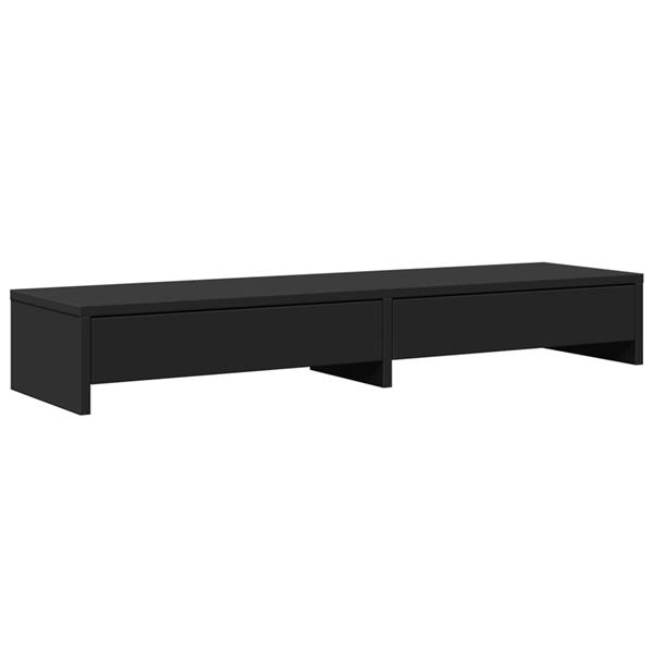 Grote foto vidaxl monitorstandaard met lades 100x27x15 cm bewerkt hout zwart computers en software overige computers en software