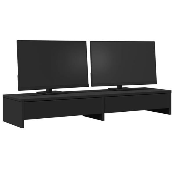 Grote foto vidaxl monitorstandaard met lades 100x27x15 cm bewerkt hout zwart computers en software overige computers en software