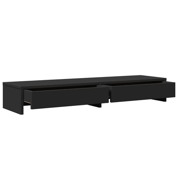 Grote foto vidaxl monitorstandaard met lades 100x27x15 cm bewerkt hout zwart computers en software overige computers en software