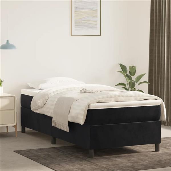 Grote foto vidaxl boxspring bed fluweel zwart 90x200 cm antiek en kunst stoelen en banken
