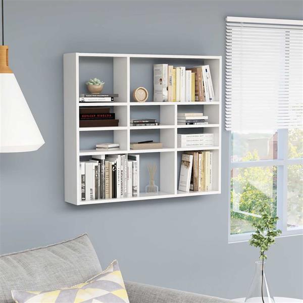 Grote foto vidaxl wandschap 90x16x78 cm bewerkt hout wit huis en inrichting woningdecoratie