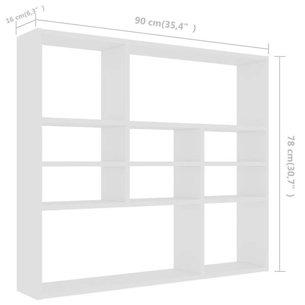 Grote foto vidaxl wandschap 90x16x78 cm bewerkt hout wit huis en inrichting woningdecoratie