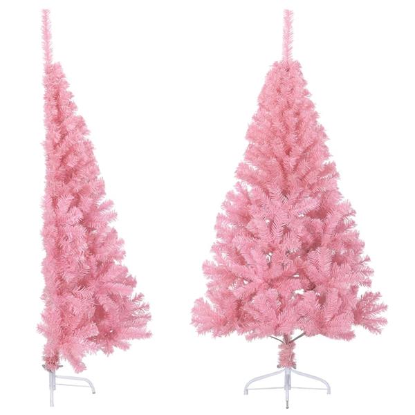 Grote foto vidaxl kunstkerstboom met standaard half 150 cm pvc roze diversen overige diversen