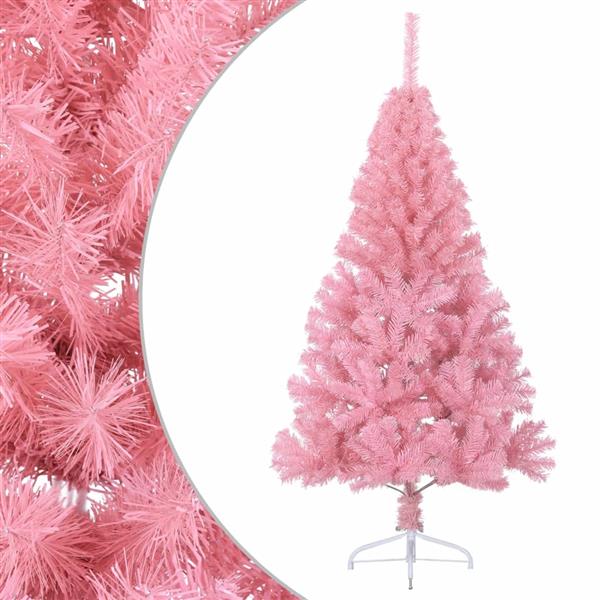 Grote foto vidaxl kunstkerstboom met standaard half 150 cm pvc roze diversen overige diversen