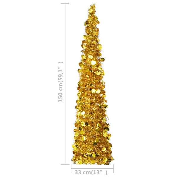 Grote foto vidaxl kunstkerstboom pop up 150 cm pet goudkleurig diversen overige diversen