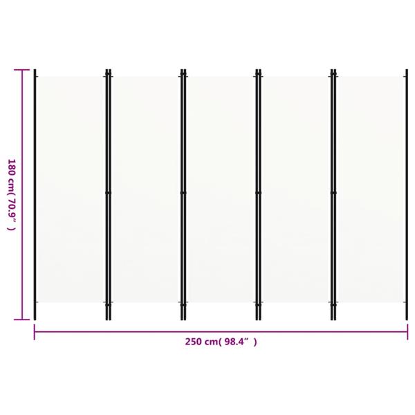 Grote foto vidaxl kamerscherm met 5 panelen 250x180 cm wit huis en inrichting overige huis en inrichting