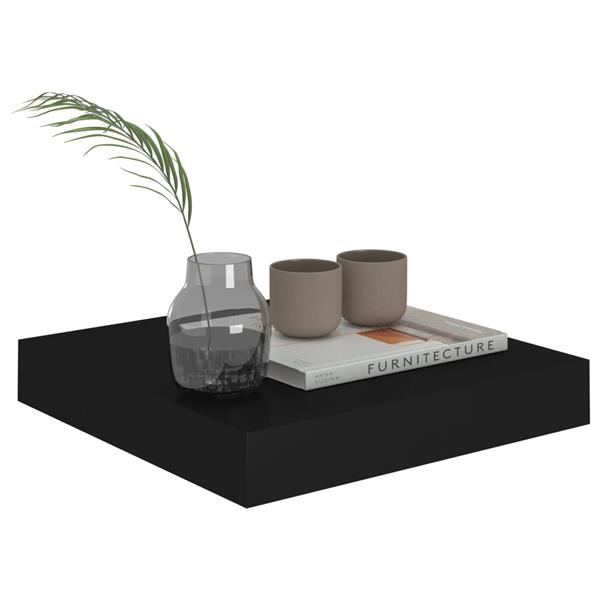 Grote foto vidaxl wandschappen zwevend 2 st 23x23 5x3 8 cm mdf zwart huis en inrichting woningdecoratie