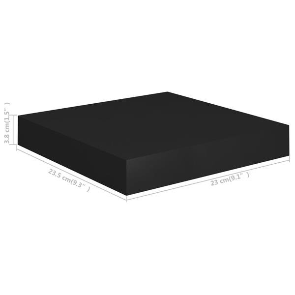 Grote foto vidaxl wandschappen zwevend 2 st 23x23 5x3 8 cm mdf zwart huis en inrichting woningdecoratie