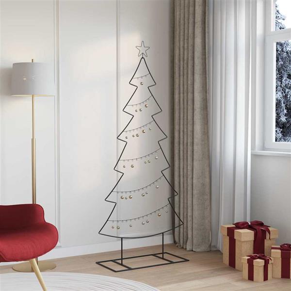 Grote foto vidaxl metalen kerstboom met standaard zwart 180 cm staal diversen overige diversen
