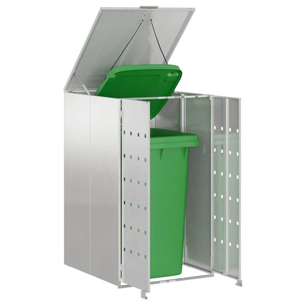 Grote foto vidaxl afvalcontaineropslag met gasliftdeksel voor 240l container tuin en terras overige tuin en terras