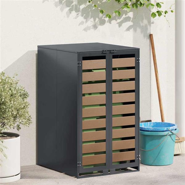 Grote foto vidaxl afvalcontaineropslag met gasliftdeksel voor 240l container tuin en terras overige tuin en terras