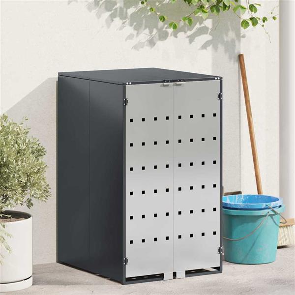 Grote foto vidaxl afvalcontaineropslag met gasliftdeksel voor 240l container tuin en terras overige tuin en terras