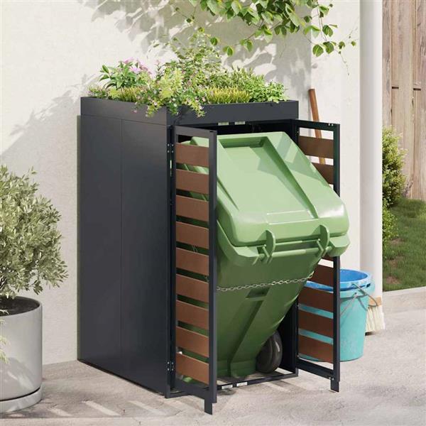 Grote foto vidaxl afvalcontaineropslag met plantenbakdak voor 240l container tuin en terras overige tuin en terras