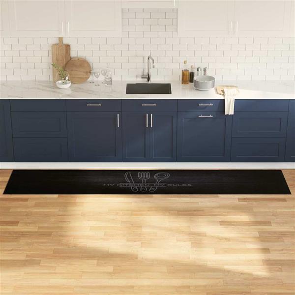 Grote foto vidaxl keuken vloerkleed zwart 300 x 60 cm fluweel tuin en terras overige tuin en terras