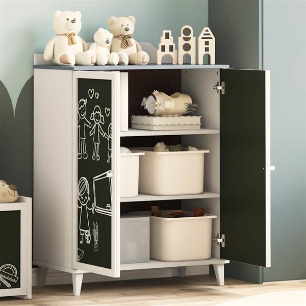 Grote foto vidaxl dressoir met krijtbord grijs en wit 80 x 40 x 110 cm huis en inrichting overige