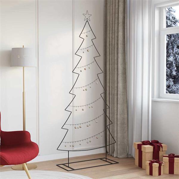 Grote foto vidaxl metalen kerstboom met standaard zwart 210 cm staal diversen overige diversen