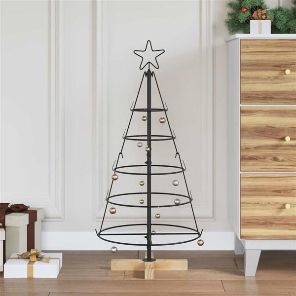 Grote foto vidaxl kerst cone boom met standaard zwart 90 cm staal diversen overige diversen