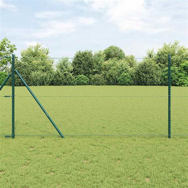 Grote foto vidaxl hexagon hek groen 1.4 x 25 m staal tuin en terras hekken en schuttingen