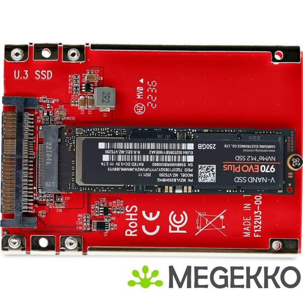 Grote foto startech.com m.2 naar u.3 adapter voor m.2 nvme ssds pcie m.2 schijf naar 2.5inch u.3 sff ta 1001 computers en software overige computers en software