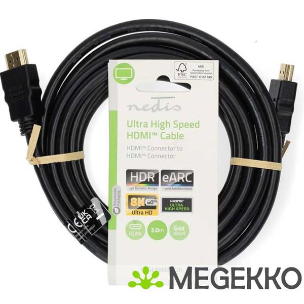Grote foto ultra high speed hdmi kabel hdmi hdmi 8k 60hz 48 gbps 3.00m zwart computers en software overige computers en software
