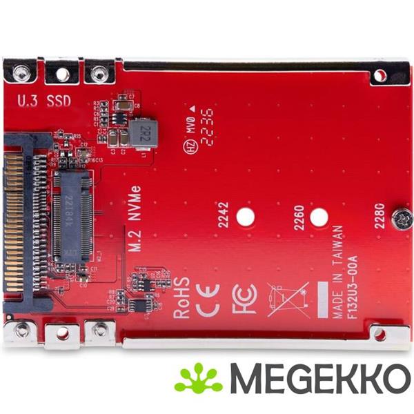 Grote foto startech.com m.2 naar u.3 adapter voor m.2 nvme ssds pcie m.2 schijf naar 2.5inch u.3 sff ta 1001 computers en software harde schijven