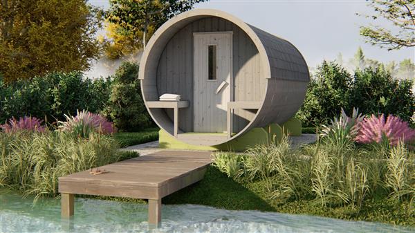 Grote foto saunabarrel 205 x 400 cm 42 mm thermowood tuin en terras overige tuin en terras