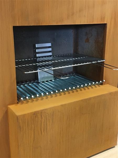 Grote foto tuinhaard pinacate corten met houtopslag en grill tuin en terras overige tuin en terras