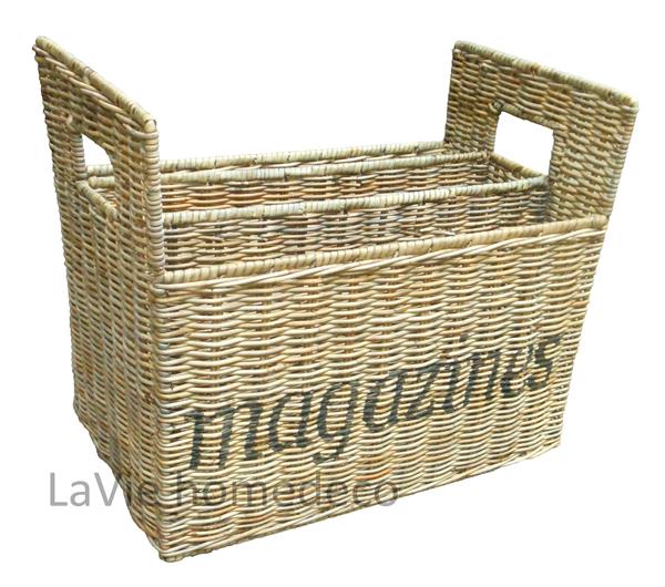 Grote foto rieten lectuurmand met 3 vakken huis en inrichting schalen en manden