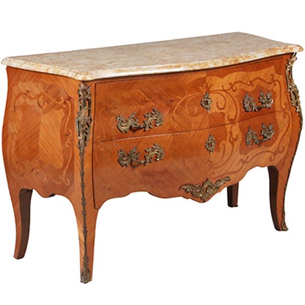 Grote foto grote louis xv stijl commode ca 1890 rijkelijk ingelegd en met brons beslagen no.342005 antiek en kunst stoelen en banken