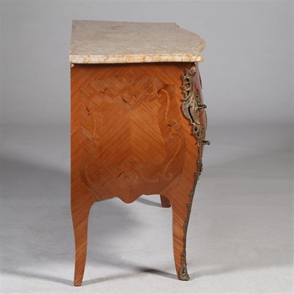 Grote foto grote louis xv stijl commode ca 1890 rijkelijk ingelegd en met brons beslagen no.342005 antiek en kunst stoelen en banken