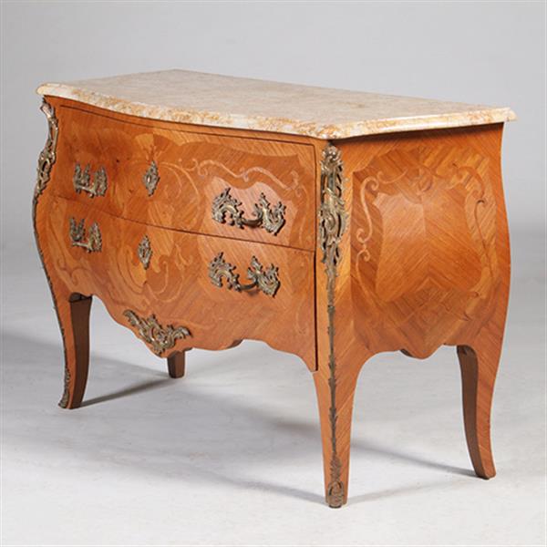 Grote foto grote louis xv stijl commode ca 1890 rijkelijk ingelegd en met brons beslagen no.342005 antiek en kunst stoelen en banken