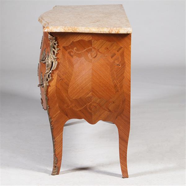 Grote foto grote louis xv stijl commode ca 1890 rijkelijk ingelegd en met brons beslagen no.342005 antiek en kunst stoelen en banken