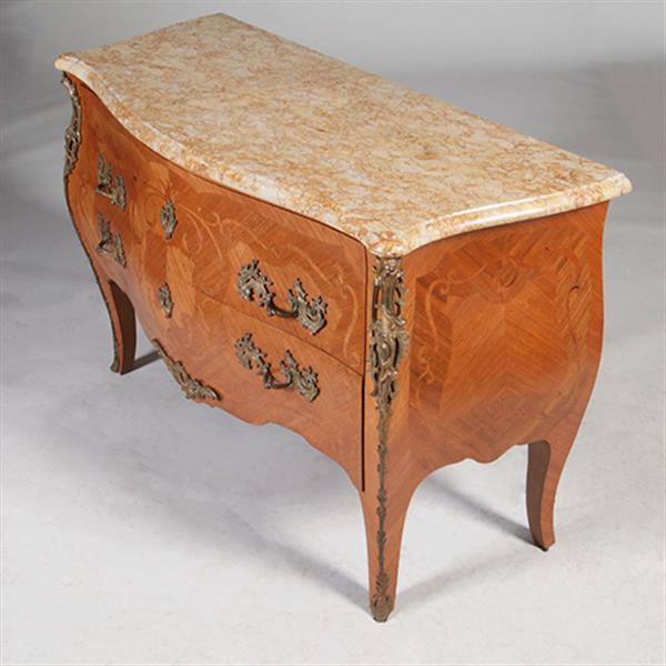 Grote foto grote louis xv stijl commode ca 1890 rijkelijk ingelegd en met brons beslagen no.342005 antiek en kunst stoelen en banken